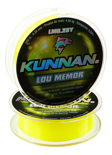 Nylon Kunnan 0,55 Mm Por 200 M Baja Memoria 12,95 Kg