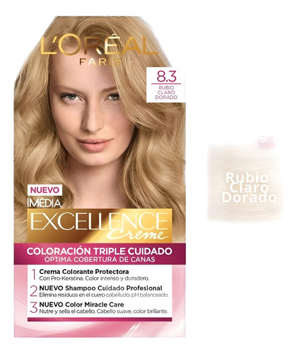 Tinte Para Cabello L'oréal Imédia Excellence Creme 8.3 Rubio
