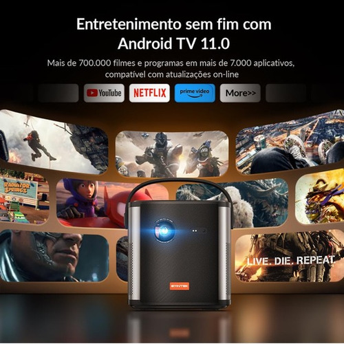 Projetor Byintek Full Hd U80 Max Cinza-escuro