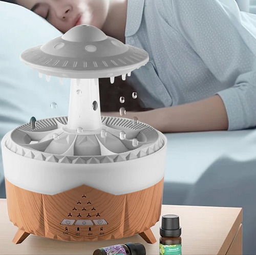 Umidificador Difusor De Nave Espacial Com Gotas De Chuva Led