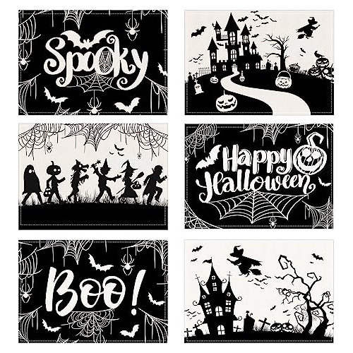 Juego De 6 Manteles Individuales De Halloween De 12x18 ...