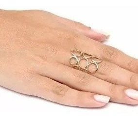 Imagem 8 de 8 de Rommanel Anel Circulos Vazados Fol Ouro 18k Solitario 511048
