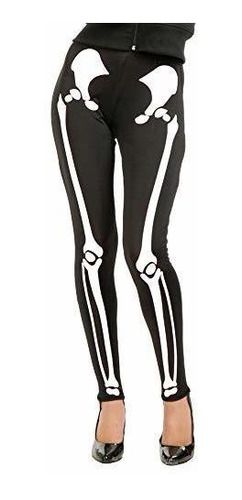 Charades Women's Small-medium White & Black Skeleton Legging