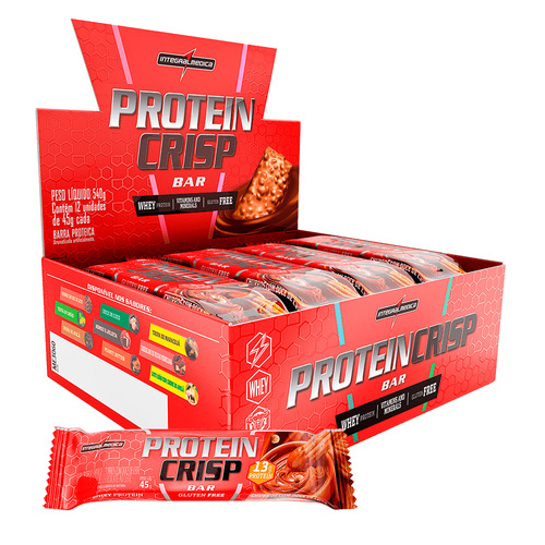 Suplemento em barra Integralmédica  Protein Crisp Bar proteínas Protein Crisp Bar sabor  churros em caixa de 540g 12 un