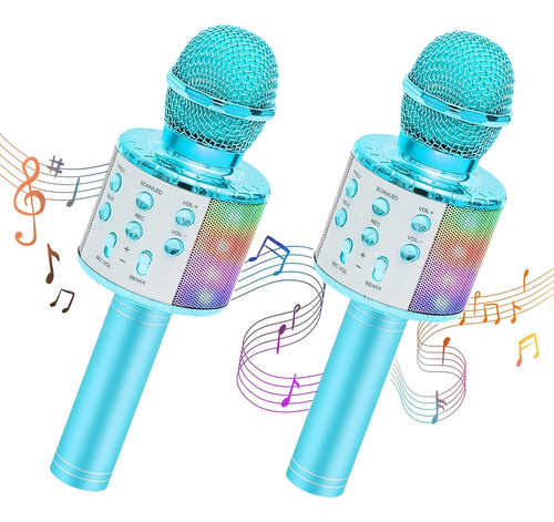 Microfono Inalambrico De Karaoke Alversun Para Ninos, Blu...