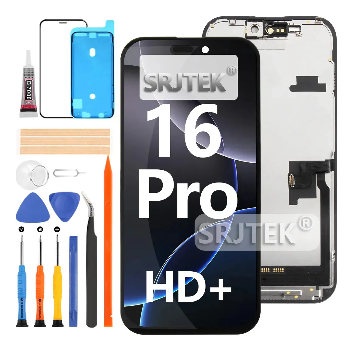 SRJTEK Pantalla Display/Táctil HD+ Para iPhone 16 Pro A3293 A3083 A3292
