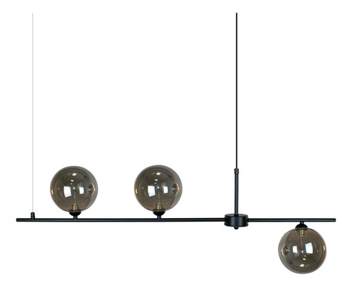 Pendente Globo Preto E Fumê Metal E Vidro Pd2051