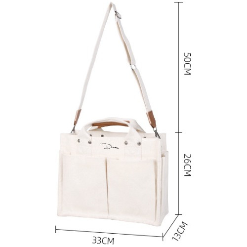 Bolsa Mujer Moda Tote Lona Hombro Bolsillos Gran Capacidad Color Blanco