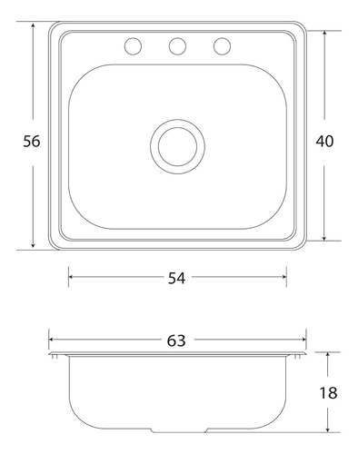 Fregadero Cocina Empotrar 1 Tina Eb 63x56x18 C300