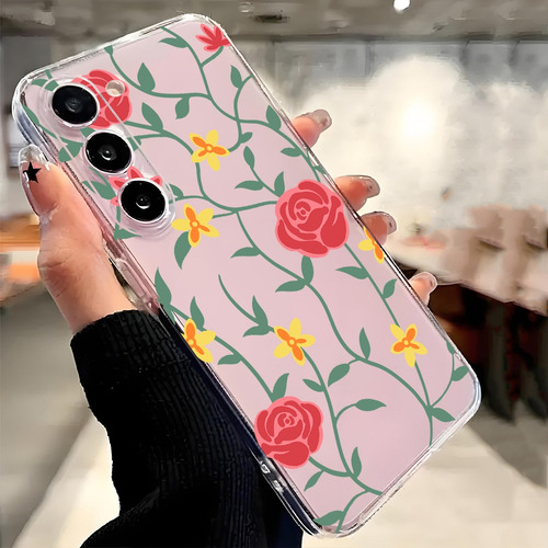 Una Funda Blanda Transparente Para Teléfono Verde Parra Rosa Con Funciones A Prueba De Golpes, Compatible Con Apple, Compatible Con Samsung