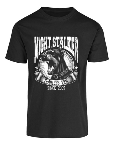 Playera Negra Perro Policia Doberman Ladrando Diseño Mascota