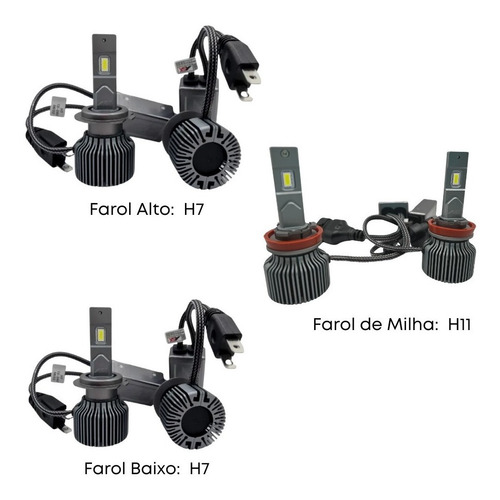 Kit Ultraled Farol T-cross 2019 H7/h7/h11 100w 14000 Lumens