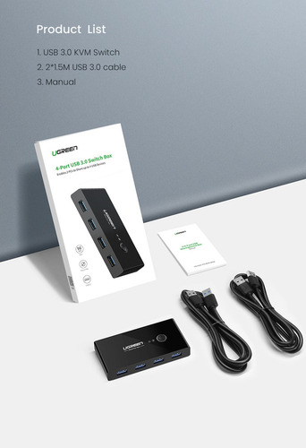 Wang Conmutador Usb 3.0 Conmutador Kvm Usb 3.0 De 2 Piezas