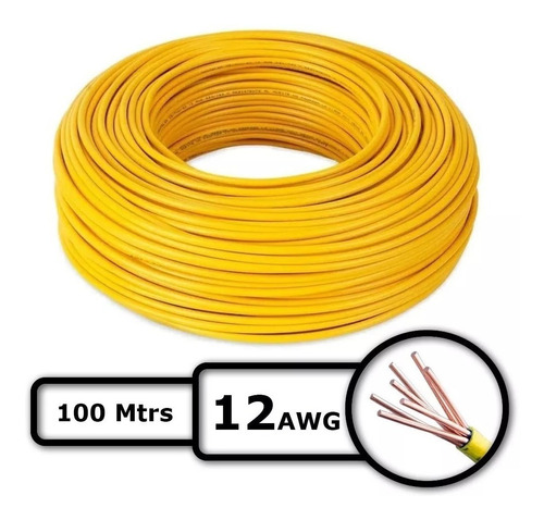 Cable 12 Thw 100% Cobre 100mtrs Certificado  Color Amarillo