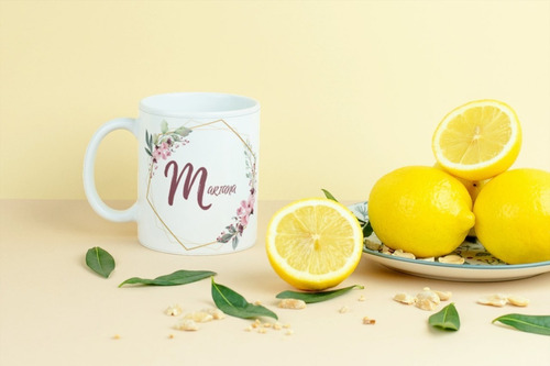 Taza Café Nombre Personalizado Vintage Retro Flores 11 Oz