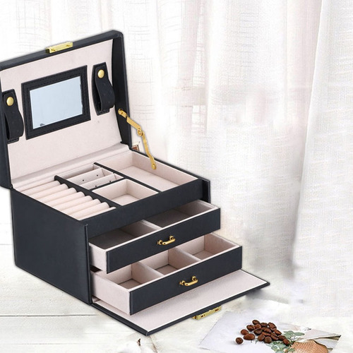 Joyero C De Tres Capas Con Doble Cajón, Color A La Moda Con