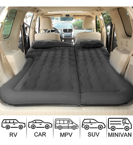 Colchon Inflable Con Compresor 12v Y 2 Almohadas Para Auto