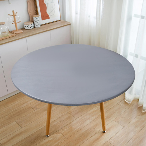 Mantel Redondo Lavable Para Mesa De 60 Pulgadas Gris-plata