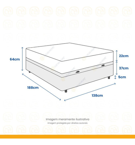 Box Baú Com Colchão De Molas Classic - Casal 138 Cm