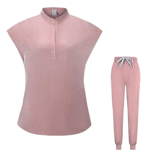 Set De Top Exfoliante Uniforme Para Médico/enfermero, Cuello