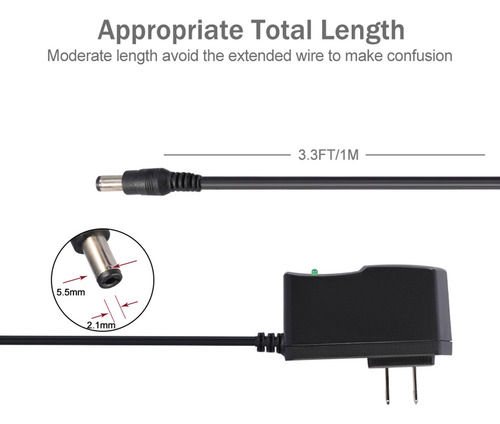 Jj Adaptador De Corriente De Cargador De Pared Dc 9v 1a