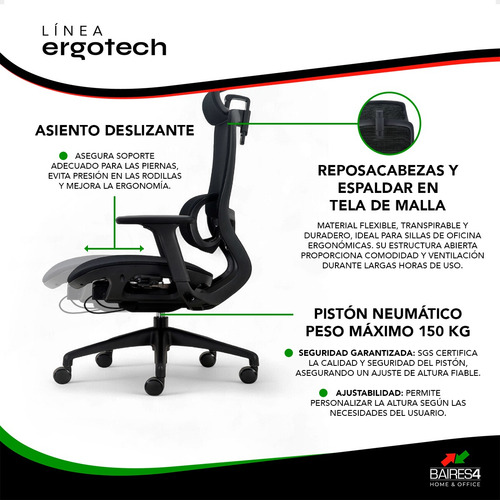 Silla Ejecutiva Escritorio Ergonomica Premium Mesh Ergot