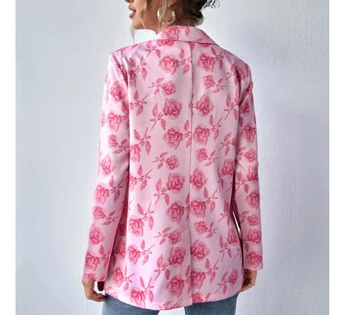 Casaco Feminino R, Casaco Casual Com Estampa De Flores, Botã
