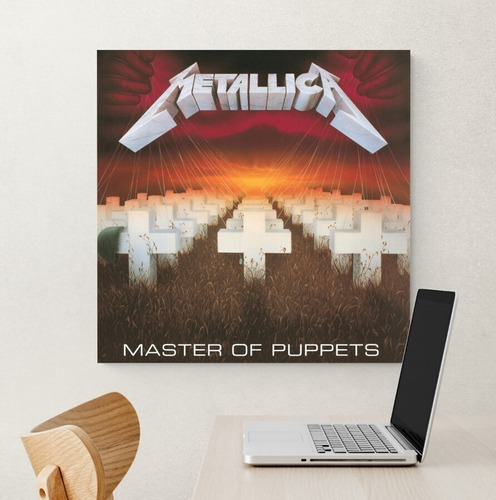 Imagen 4 de 5 de Cuadro Decorativo Metallica Master Of Puppets 30x30 Cm Mdf