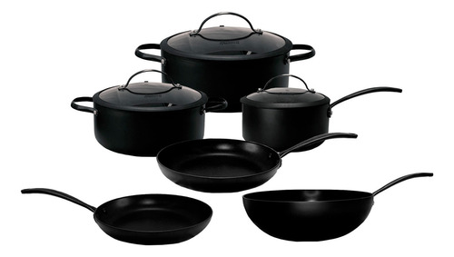 Set Olla Hudson Bateria Cocina 9pz Total Black Antiadherente