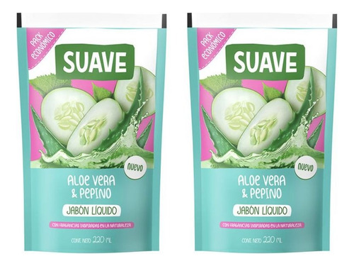 Jabón Liquido Suave Aloe Vera & Pepino 220ml Pack X2u
