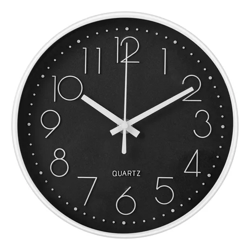 Reloj De Pared Moderno Silencioso Color Negro Clásico Quartz