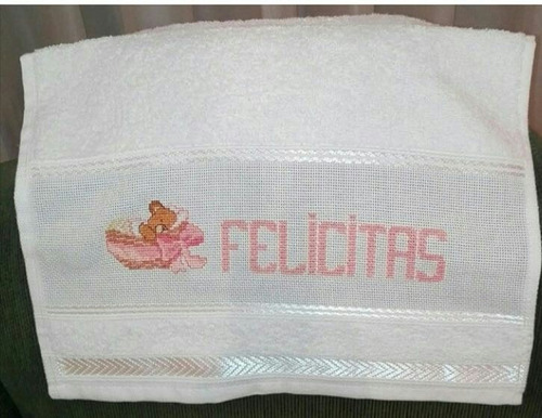 Baby Showers,bautismos,toalla Bordada En Punto Cruz