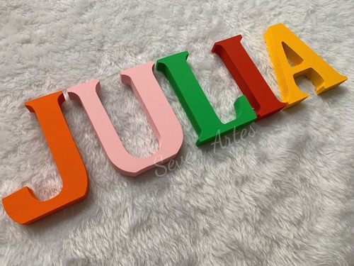 Nome Infantil Em Mdf Colorido 6 Letras De A A Z 12cm Altura