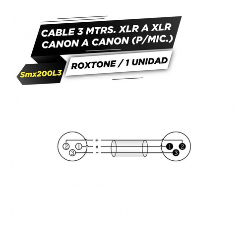 Imagen 3 de 5 de Cable Canon Canon 3 Metros Roxtone Xlr P Microfono Smx200l3