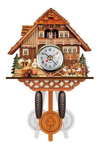 Imagen 1 de 10 de Reloj De Pared De Madera Antigua De Cuco De Pájaro, Campana