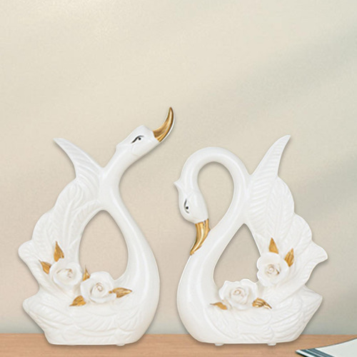 2 Piezas Pareja Estatuas De Cisne Escultura Animal