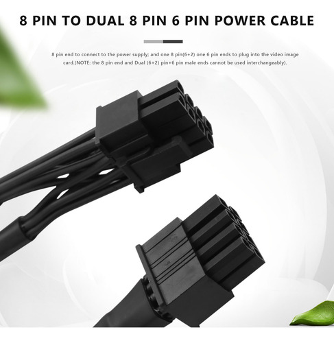 Cable De Fuente De Alimentación Pcie Vga Dual De 8 Pines Y 6