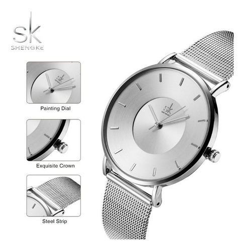 Reloj De Pulsera De Cuarzo Simple De Lujo Shengke 0059 Color Del Fondo Dorado
