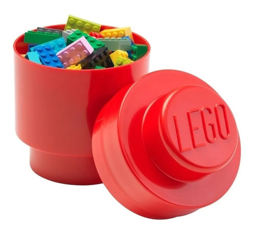 Lego Bloque Apilable Contenedor Brick 1 Round Red