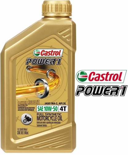Imagen 1 de 1 de Aceite Castrol Power 1 10w50 4t 100% Sintetico Rs Fas Motos