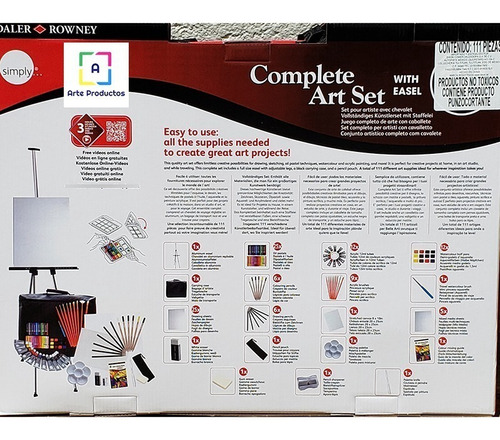 Imagen 2 de 3 de Set Completo De Arte Con Caballete 111 Daler Rowney