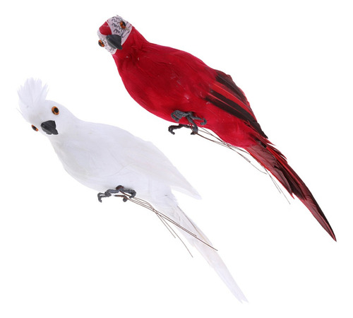. 2x Arara Vívida Ornamento De Papagaio Aves Imitação Ao Ar