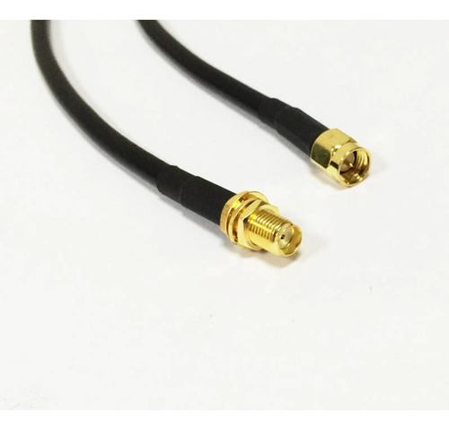 Cabo Pigtail 50 Centimetros Rgc58 Sma Macho + Sma Femea Cor Preto