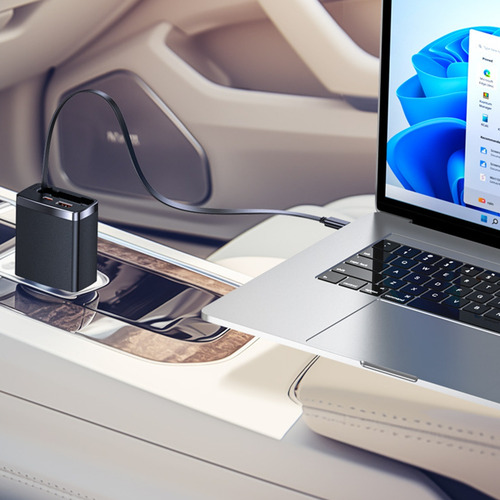 Cable Usb C De Cargador De Coche Retráctil 4 En 1 Para Iphon