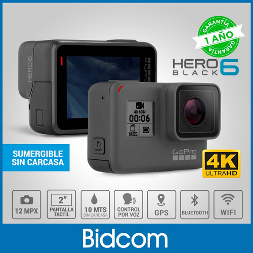 Camara Go Pro Hero 6 Black Wi Fi Sumergible 4k Wifi Uhd Cuotas Sin Interes Camara Go Pro Hero 6 Black Wi Fi Sumergible 4k Wifi Uhd Cuotas Sin Interes