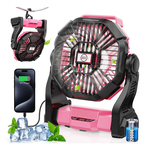 Ventilador Recargable De Camping De 20000mah Con Linterna Le