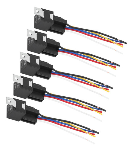 Relé Automotriz De 12v, 40a, 5 Pines, 5 Cables, 5 Pzs.