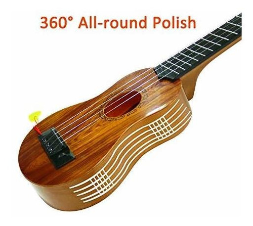 Guitarra Para Niños De Plastico 17 Pulgadas Con 4 Cuerdas Marrón