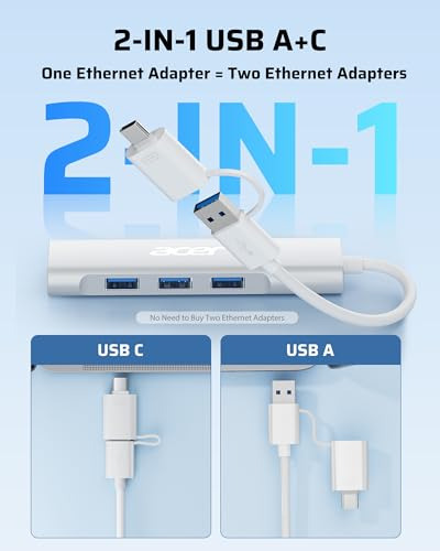 Adaptador Acer Usb C A Ethernet, Concentrador Usb-a/c 4 En 1