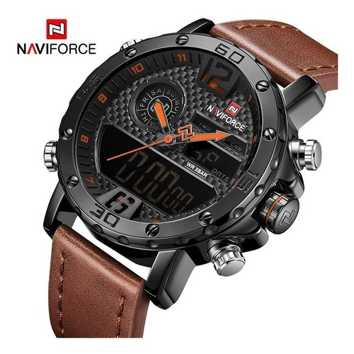 Relógio Masculino Naviforce Esportivo Militar Pulseira Couro